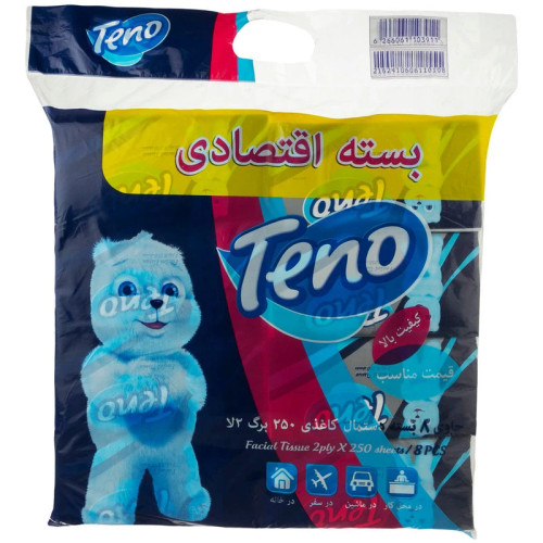دستمال کاغذی 250 برگ تنو مدل 002 بسته 8 عددی