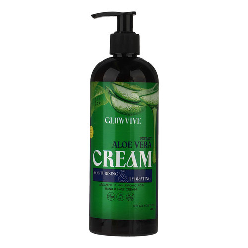 کرم مرطوب کننده دست و صورت گلووایو مدل آلوئه ورا مناسب برای انواع پوست وزن 400 گرم